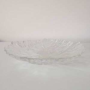 Mikasa Ice Flower Germany Glass Clear Glass Centerpiece Platter Vintage 9.5”